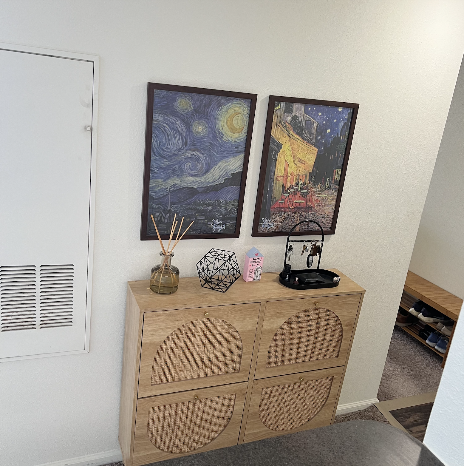 Rattan shoe rack from Wayfair