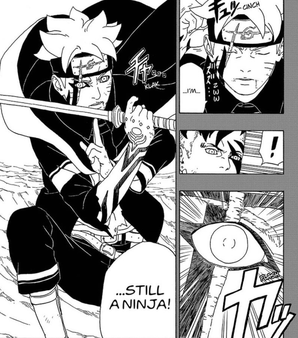 Flash forward scene of Boruto NNG. Boruto confronts Kawaki, declaring he's still a ninja.