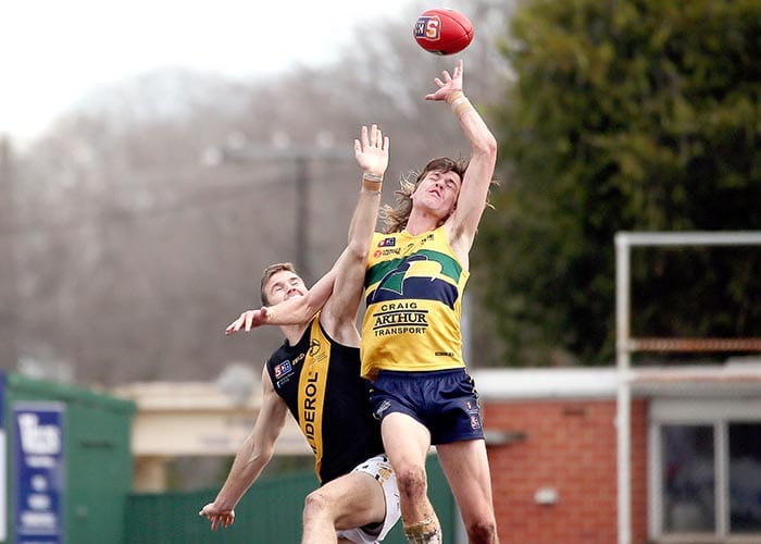 On an elevated stage