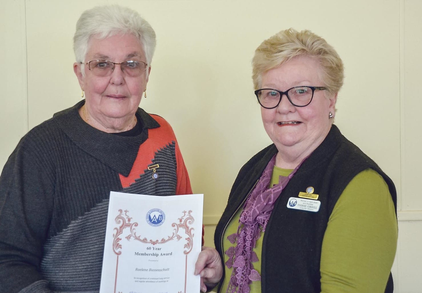 Long-standing achievements recognised at Cunliffe WAB