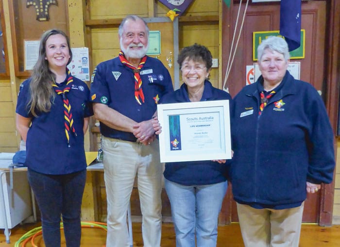Wendy Butler awarded life membership for Scouts SA