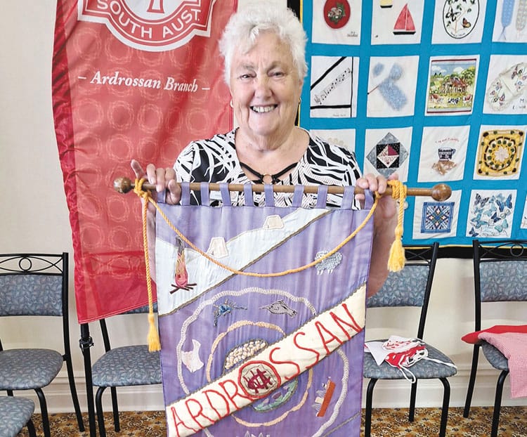 Ardrossan SACWA’s new banner stitched