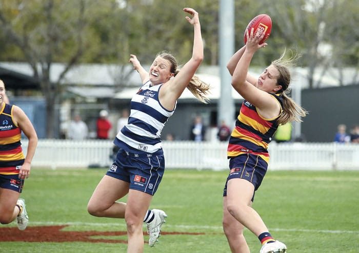 On an elevated stage