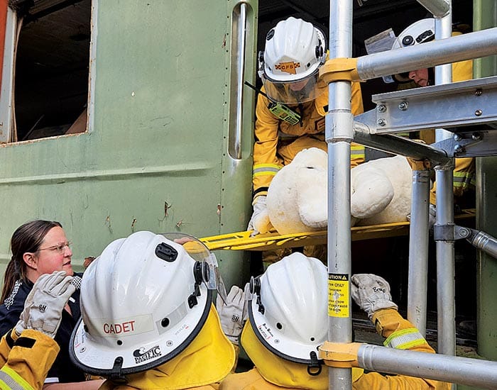 Rail rollover exercise for Bute CFS and cadets