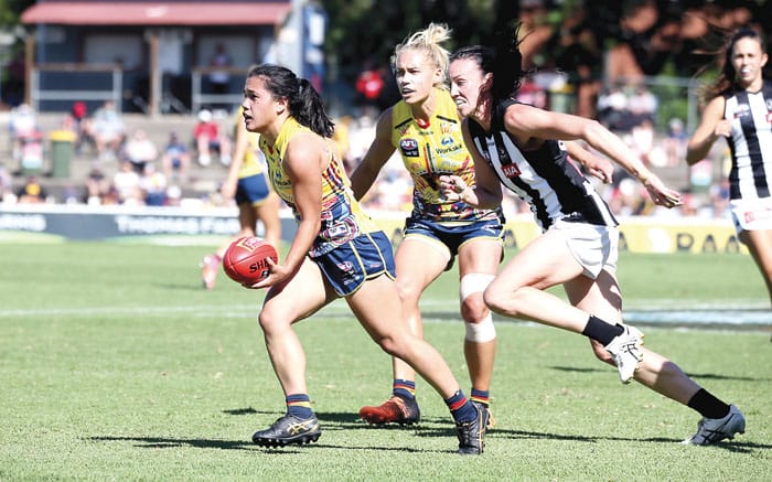 On an elevated stage