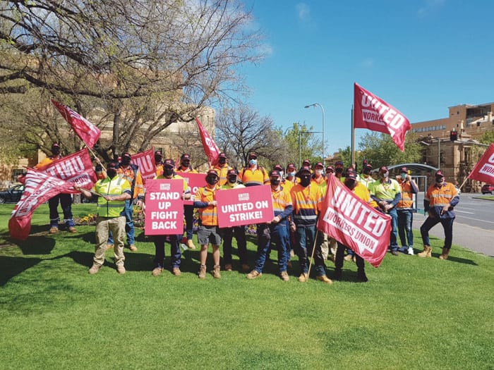 STRIKE ACTION: SA Water workers turn off the taps