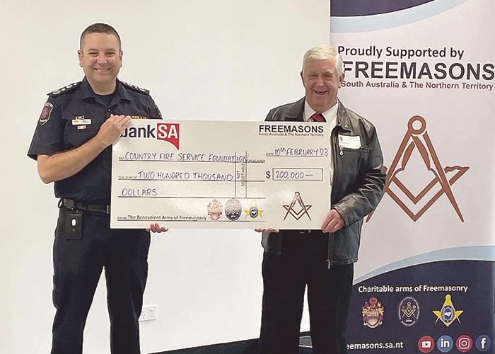 Freemason donation supports Marion Bay CFS