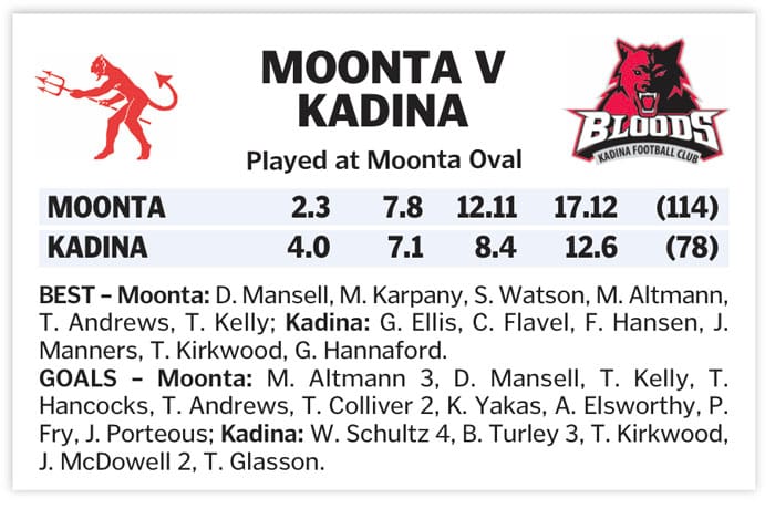 YPFL: Experienced Moonta side takes the points