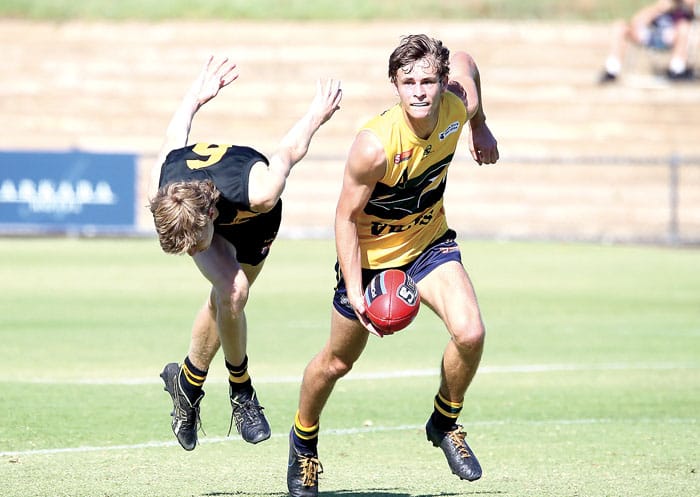 On an elevated stage