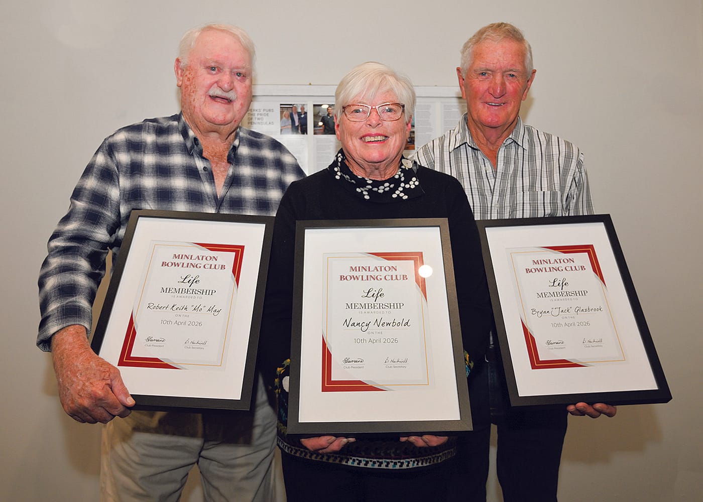 Bowls: Trio honoured with life membership at Minlaton