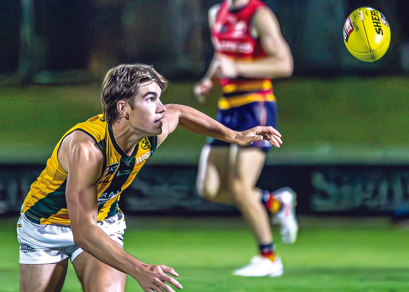 On an elevated stage