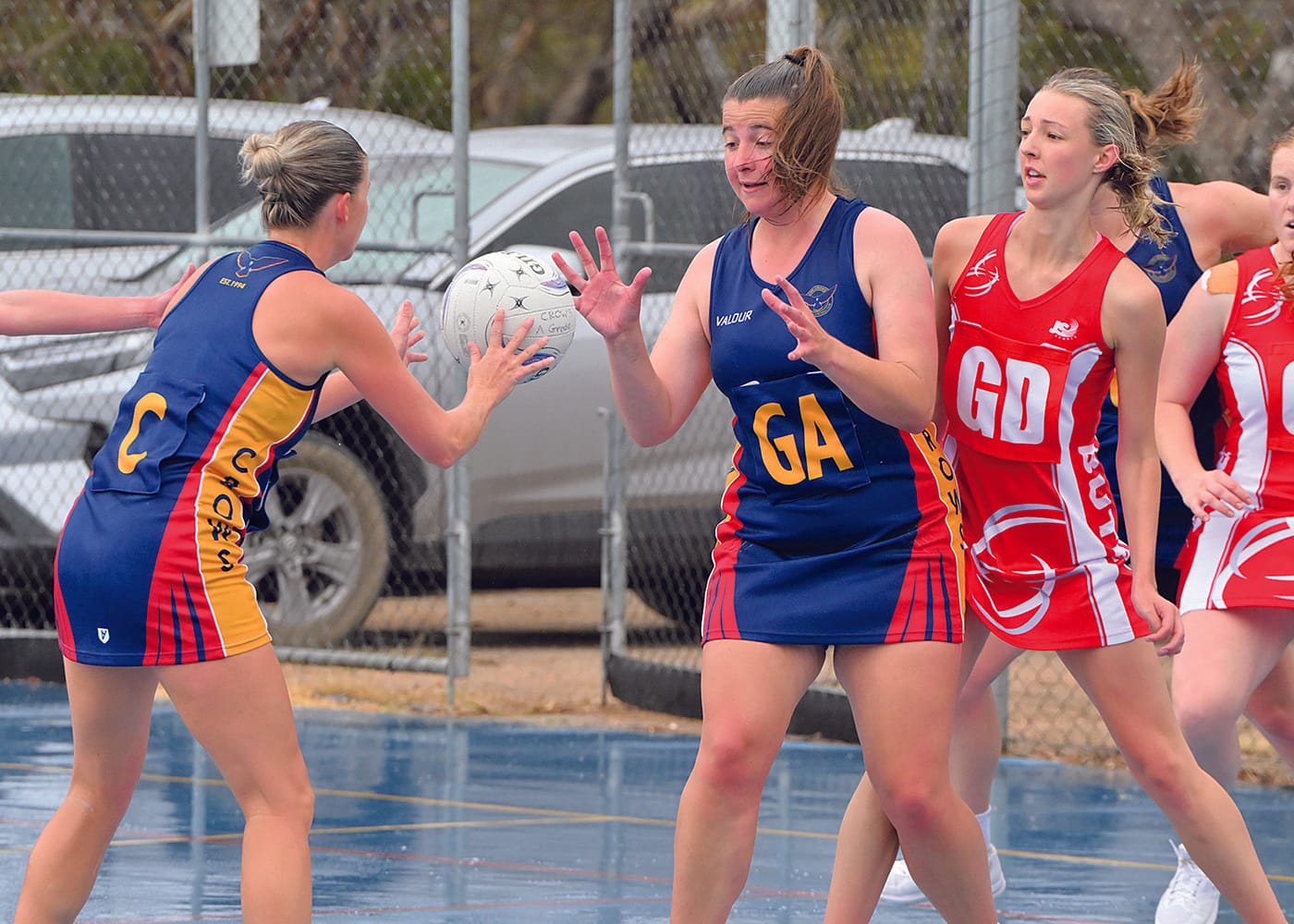 Slippery challenge as rain pours down