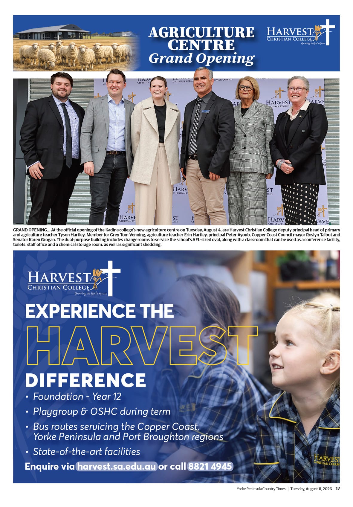 Harvest Christian College Agriculture Centre grand opening  post
                                image
