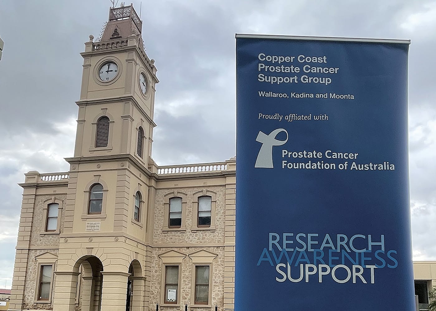 Blue light on  Kadina Town Hall  for prostate cancer