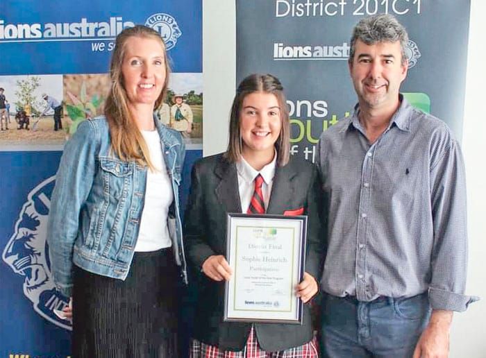 Sophie in Lions Youth of the Year district final post image