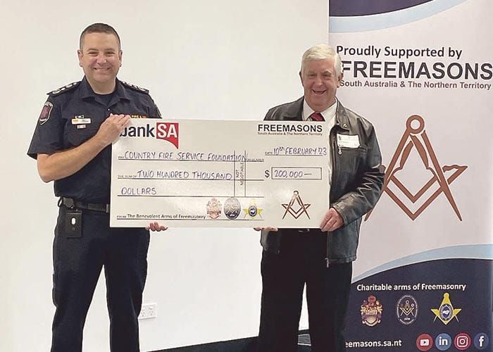 Freemason donation supports Marion Bay CFS post image
