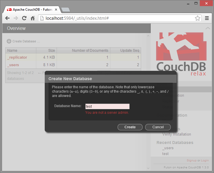 gurwcam-createdbnotallowed