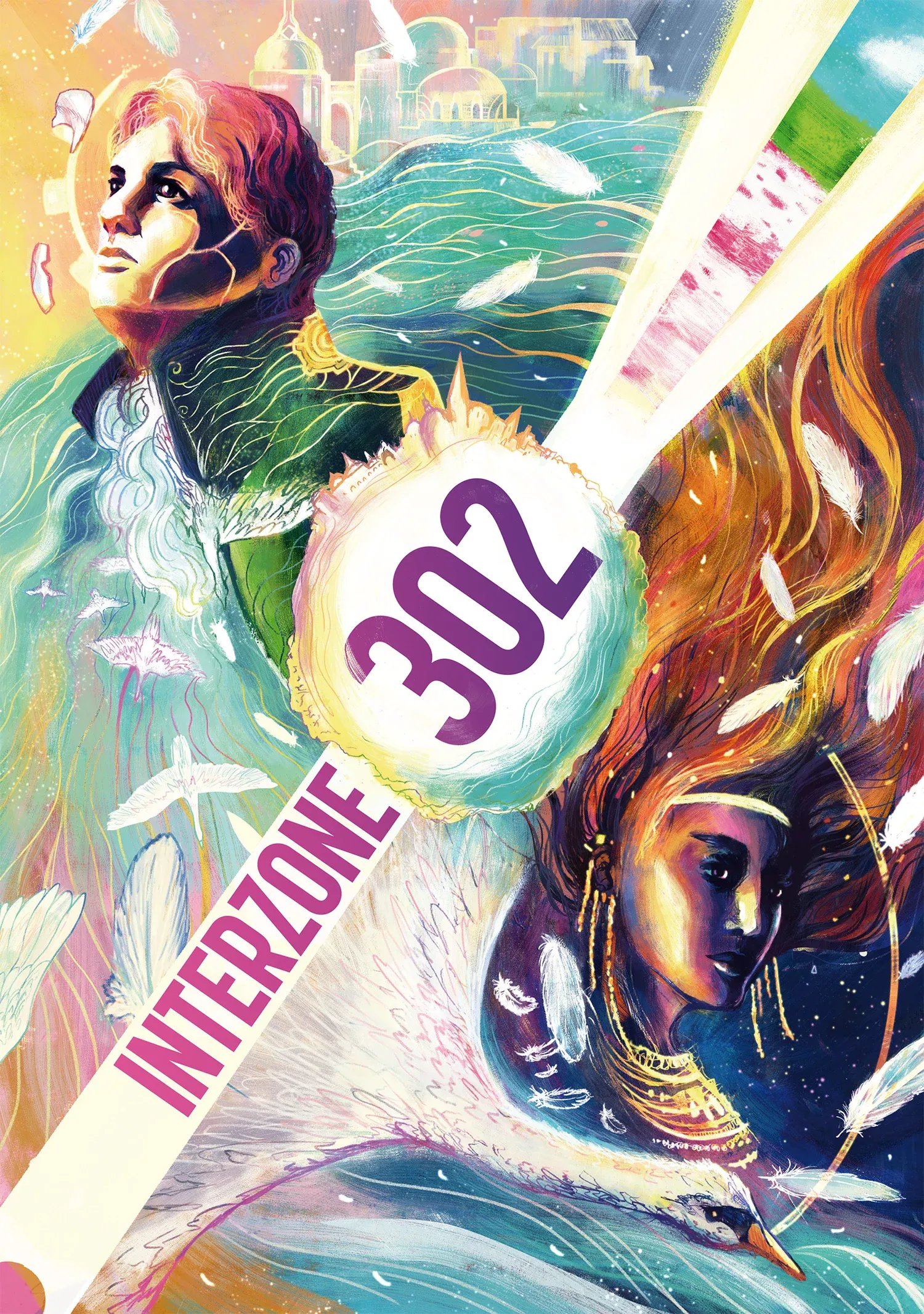 The cover of Interzone #302, with artwork by Carly A-F.