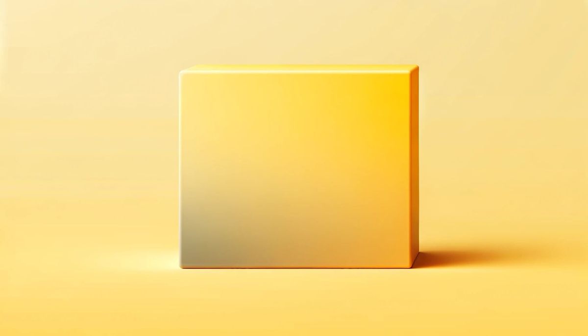 A yellow cubed rectangle sits on a yellow background