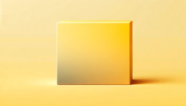 A yellow cubed rectangle sits on a yellow background