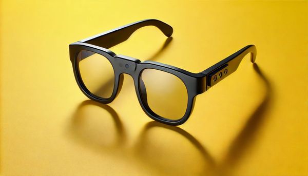 A pair of glasses on a yellow background