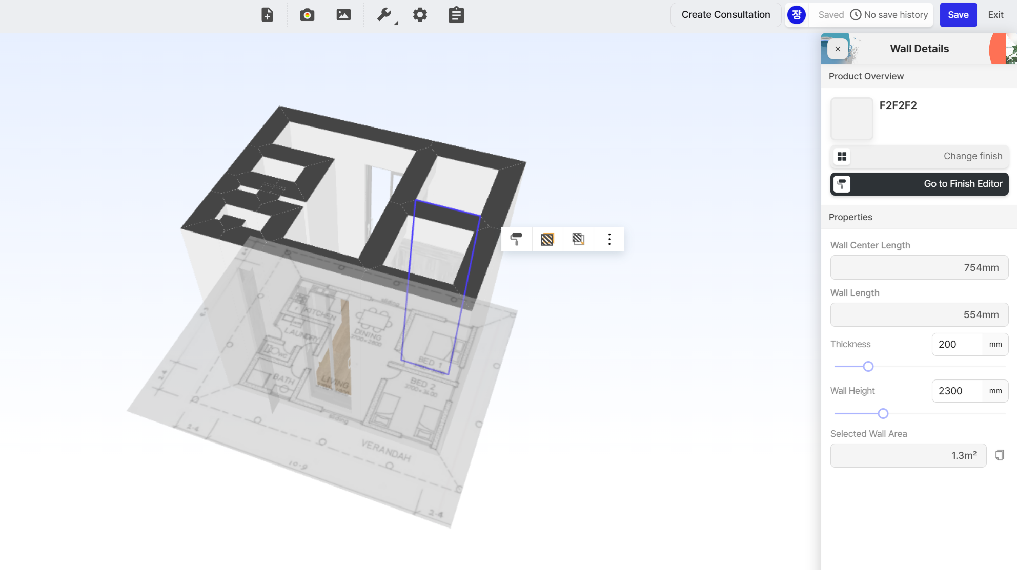 Editing dimensions in Archisketch