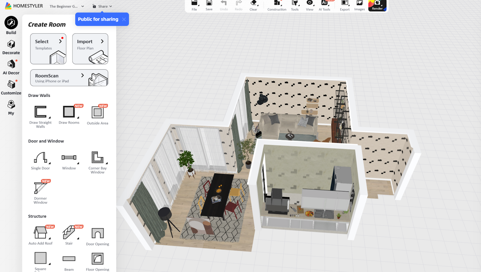 Homestyler interface during use