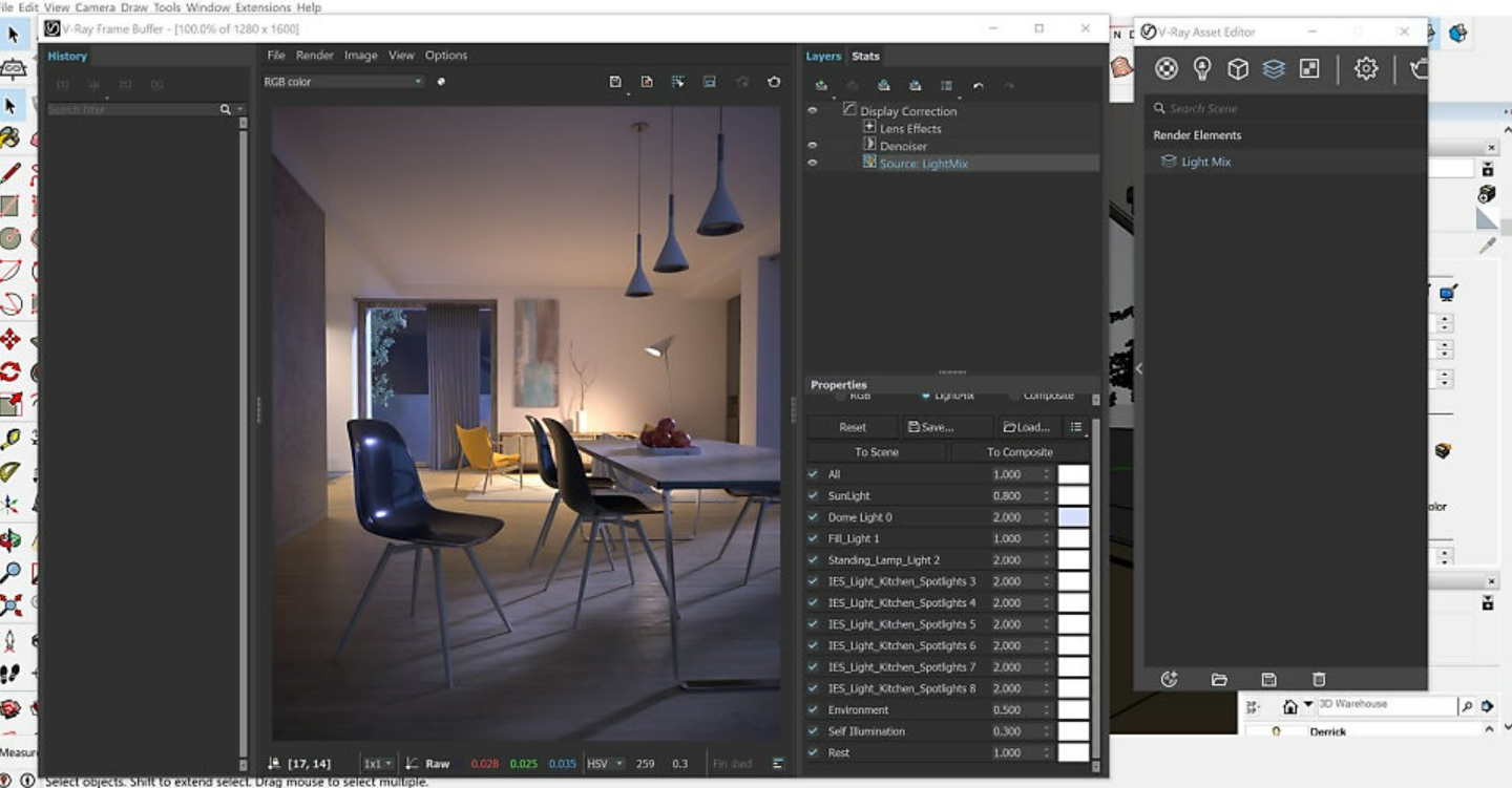 SketchUp V-Ray interface screen