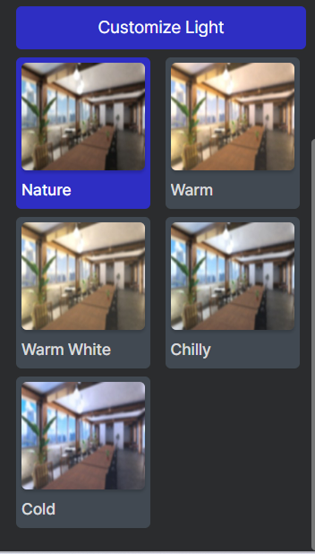 Archisketch’s Customize Light feature