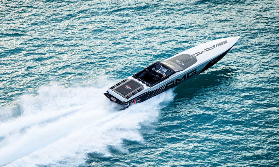 Feel Your Face Numb at Full Throttle in Cigarette and AMG’s Latest Offshore Powerboat