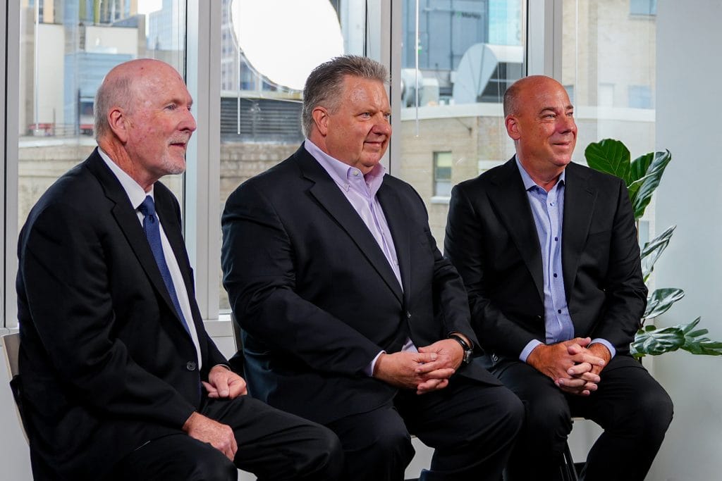 The WGG Wealth Partners leadership team includes, from left to right: Stephen Westlake; Colin Grahl; and Bret Glover