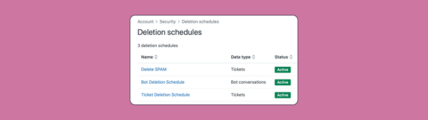 Setting up deletion schedules for ticket and bot conversations in Zendesk