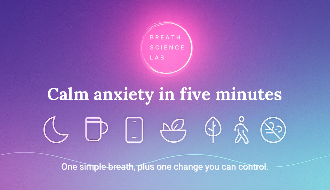 Gradient with icons for sleep, caffeine, scrolling, food, place, movement, and no smoking.