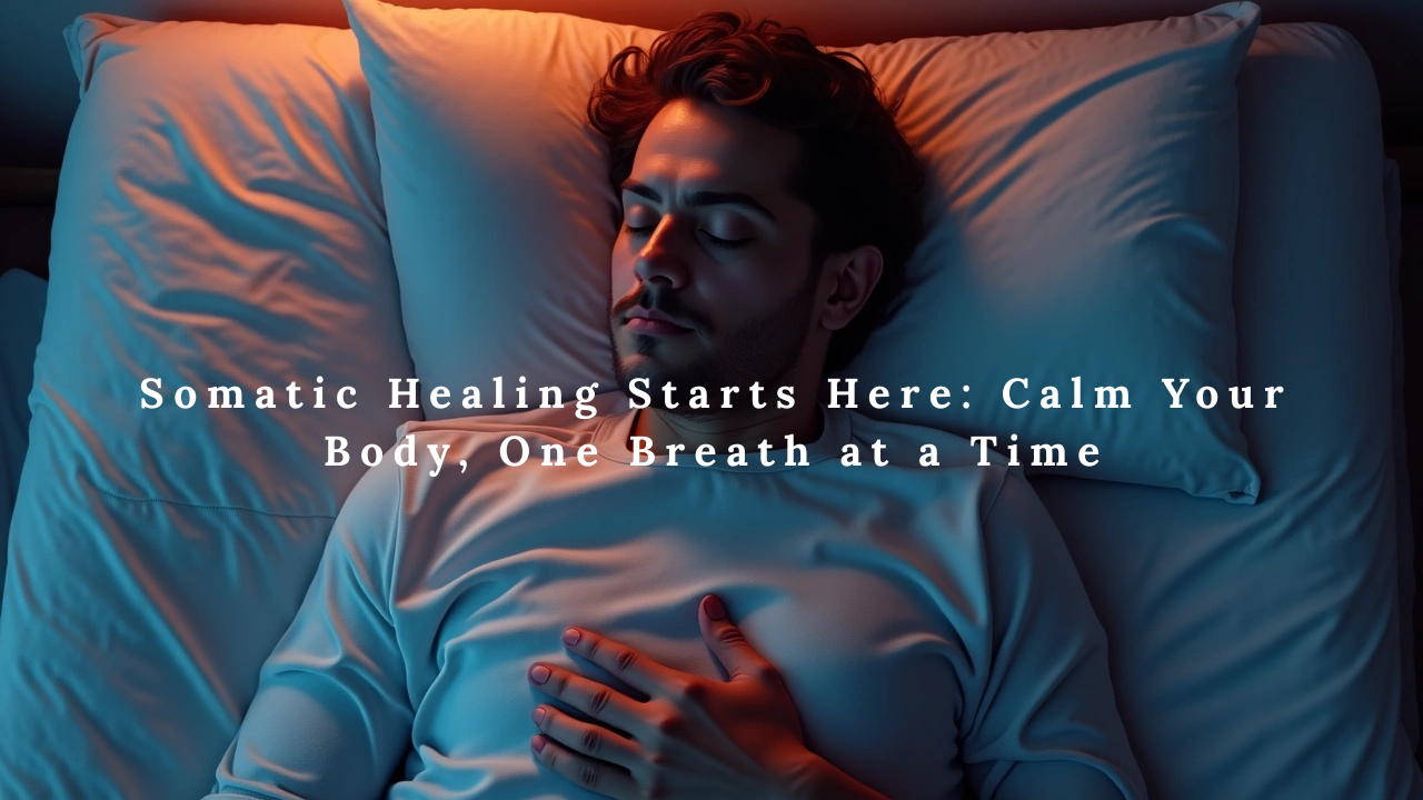 Faceless person lying down with hand on chest, representing nervous system regulation through breathwork