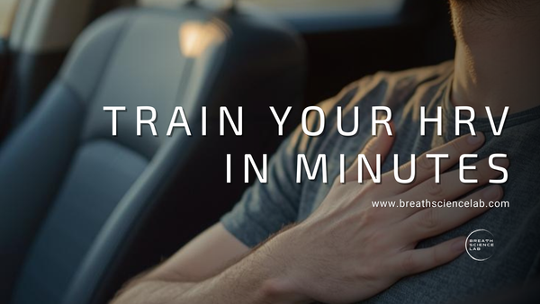 Calm person with hand over heart, illustrating real-time coherence training with even breathing.