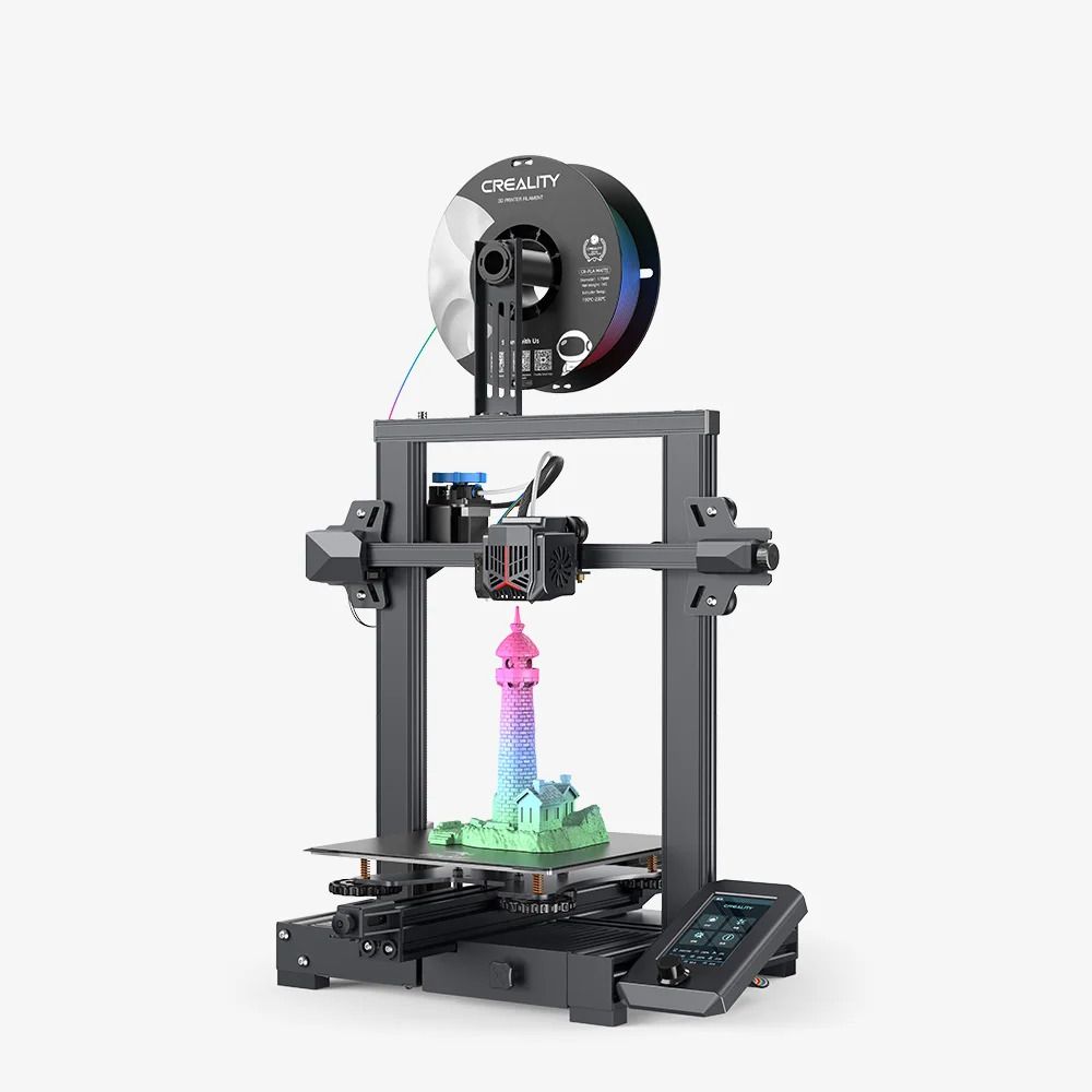 A three dimensional printer with a multicolored tower

Description automatically generated