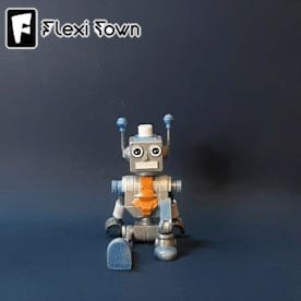 Articulated chibi mech robot collectible figure with glowing joints