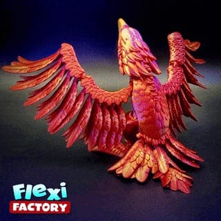Articulated phoenix fire bird collectible with spread wings