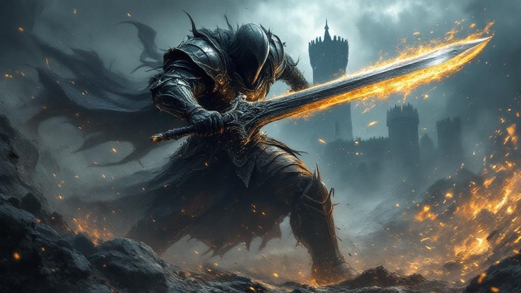 Armored warrior wielding a colossal greatsword