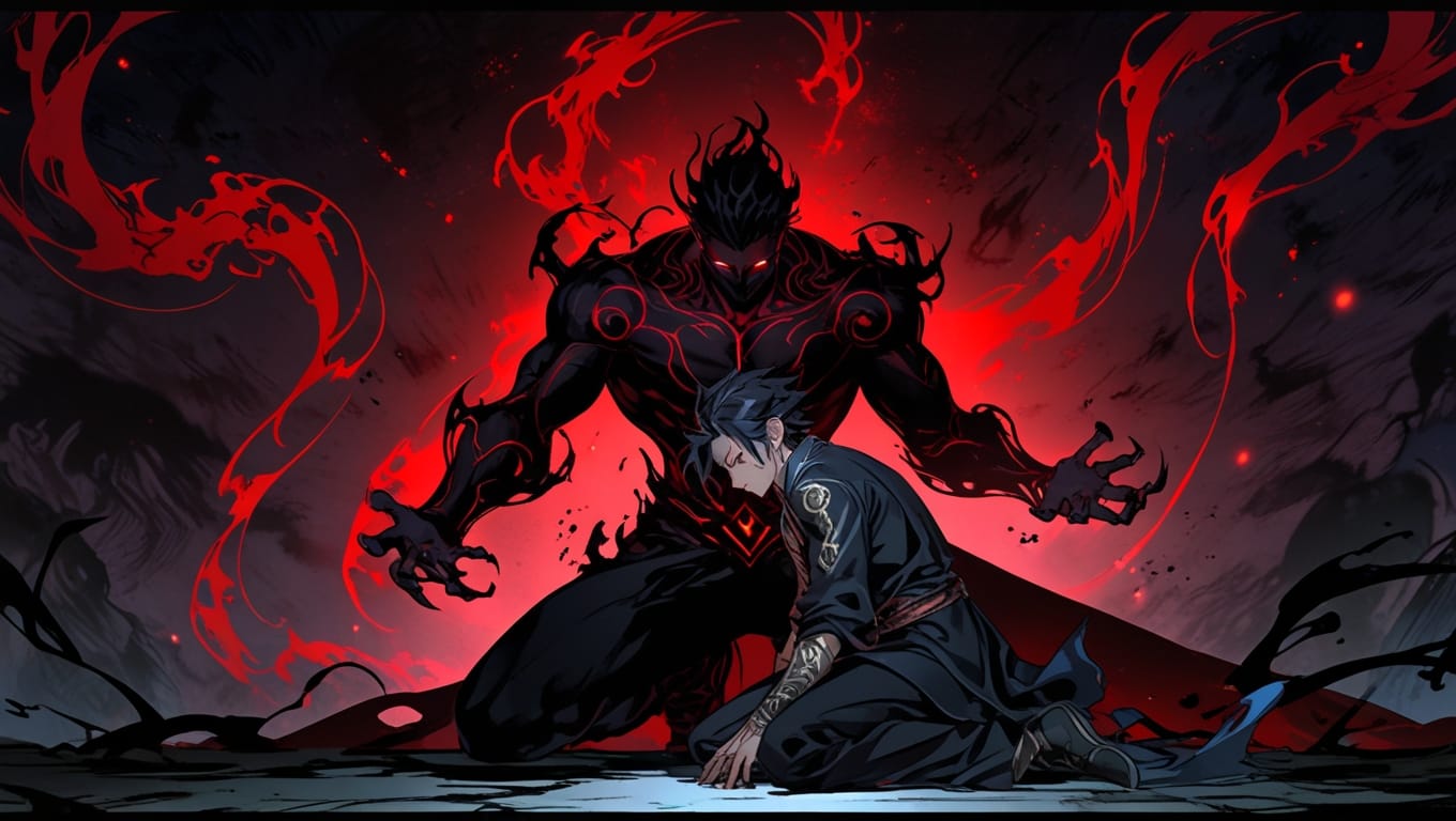 Sukuna possessing Megumi Fushiguro in Jujutsu Kaisen