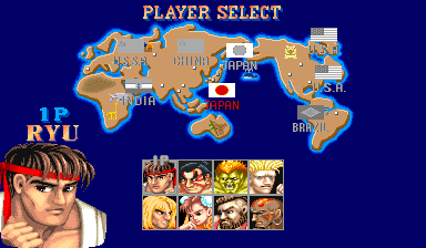Street Fighter II character select screen