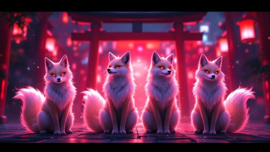 Four kitsune spirits — the Wave 1 lineup