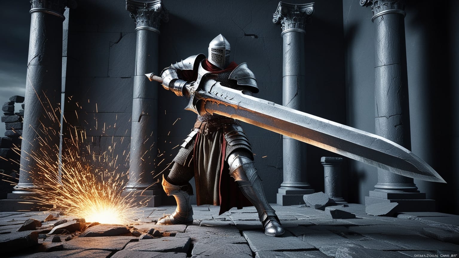 A-tier Elden Ring strength colossal sword build with sparks on slate