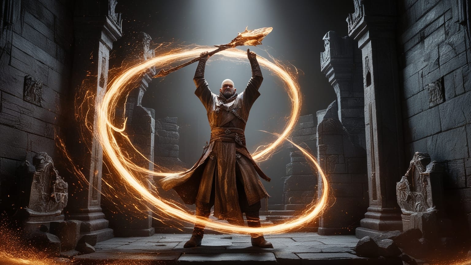 B-tier Elden Ring sorcerer casting glintstone magic in arcane ruins