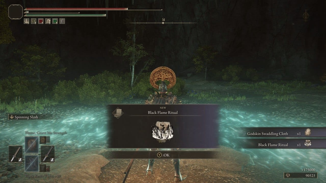 A faith caster unleashing Black Flame in Elden Ring