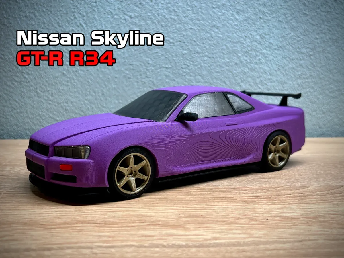 3D-printed Nissan Skyline GT-R R34 model