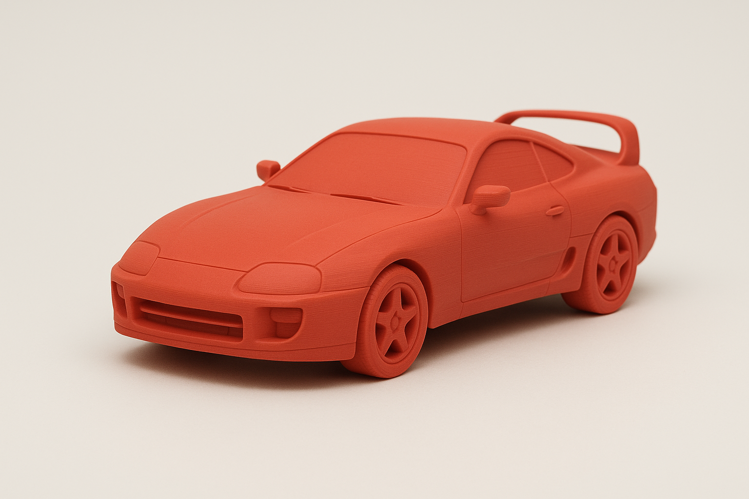 3D-printed Toyota Supra A80 MK4 model in red
