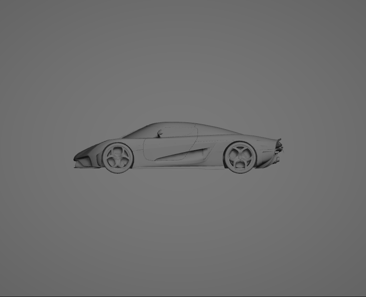 3D-printed Koenigsegg Regera model, side profile
