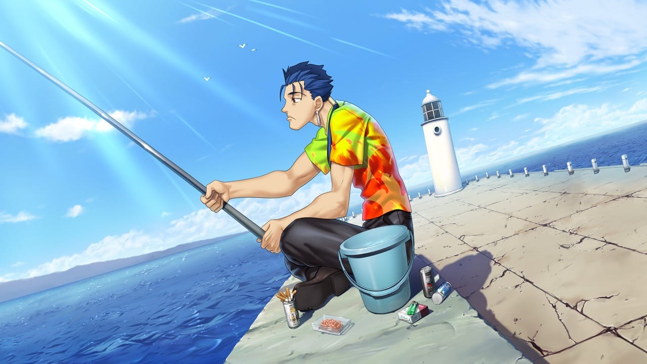 Lancer fishing on a pier in Fate/hollow ataraxia REMASTERED