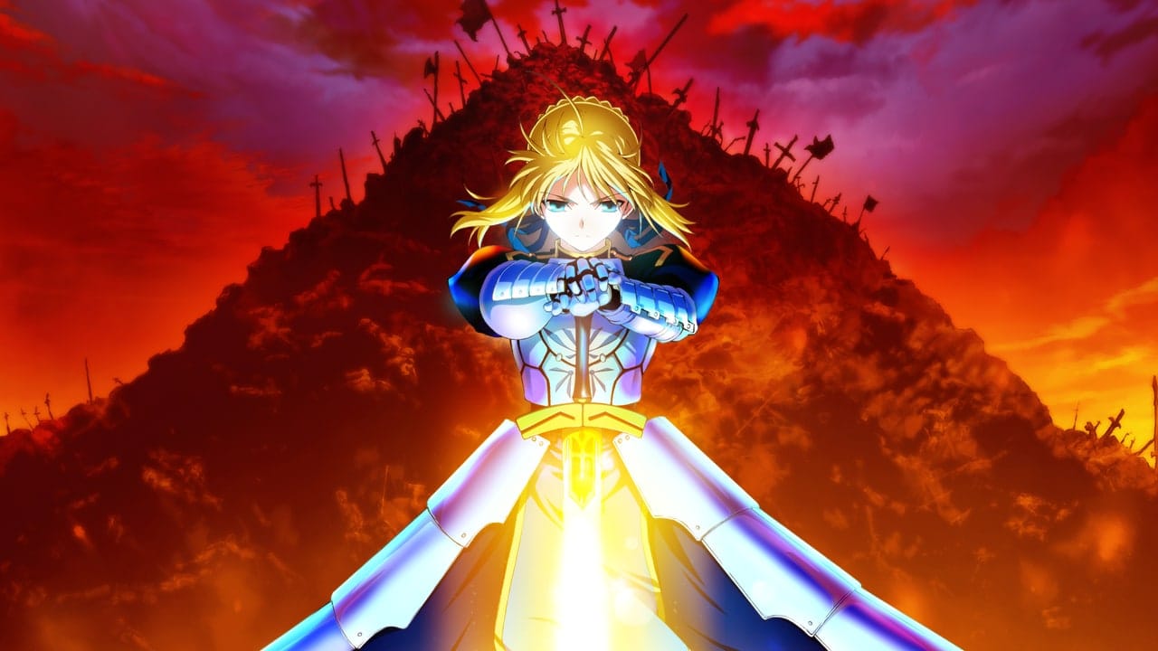 Saber standing before a hill of swords in Fate/Zero